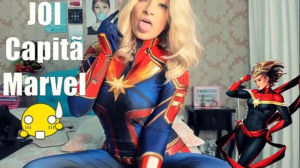 XXX Joi Portugues Cosplay Capita Marvel SEX MACHINE, делает минет Глубокая глотка, кончает на грудь и кончает на задницу УДИВИТЕЛЬНАЯ инструкция по дрочке новых видео