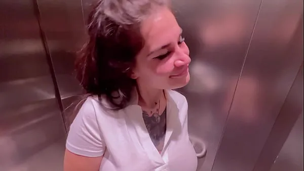 XXX Beautiful girl Instagram blogger sucks in the elevator of the store and gets a facial new Videos