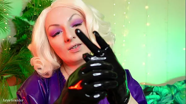 XXX ASMR wearing latex rubber gloves - beautiful hot blonde MILF teasing close up új videó