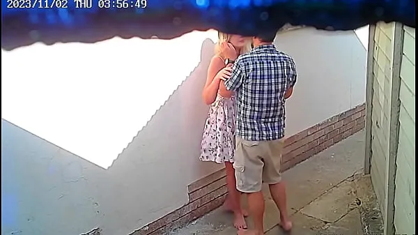 XXX Cctv camera caught couple fucking outside public restaurant new Videos