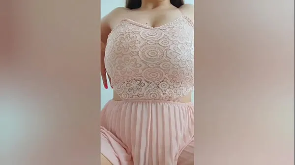 XXX Young cutie in pink dress playing with her big tits in front of the camera - DepravedMinx new Videos