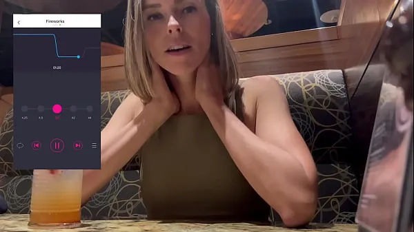 XXX Public cumming in restaurant with Lush remote controlled vibrator nya videor